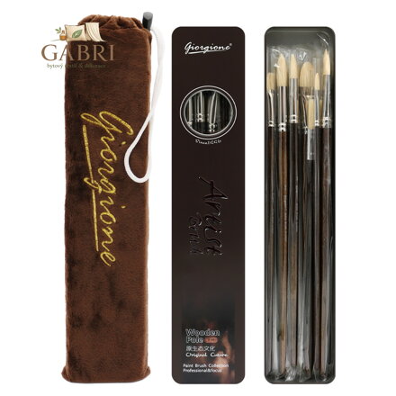 Luxusní sada plochých a kulatých štětců (11 ks) v plechovce. krabička