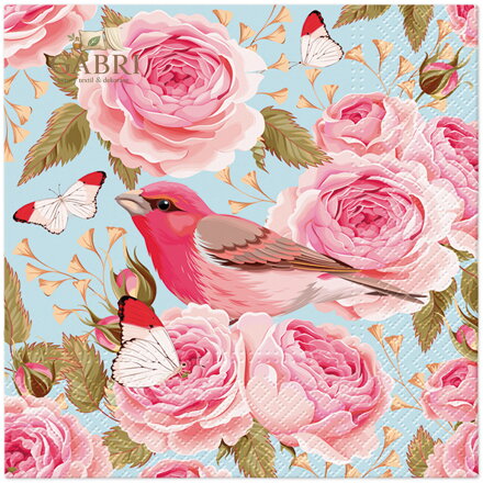 Ubrousky TaT 33x33cm English Roses Bird