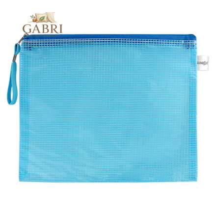 Síťovaná obálka se zipem PVC / A4, modrá