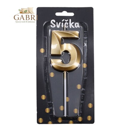Svíčka dortová - Párty zlatá č. 5