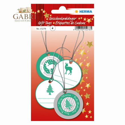 Vánoční visačka na dárky - 3D zelené / stříbrné