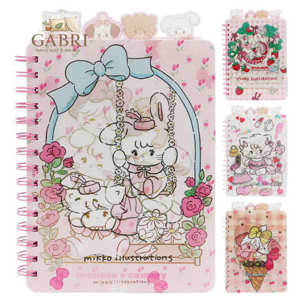 Dětský spirálový zápisníka plastovými záložkami, 120 listů - Králík/Kočka (mix vzorů)