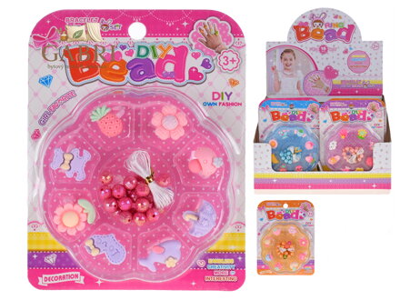 Korálky navlékací s prstýnky 4barvy na kartě 16ks v DBX