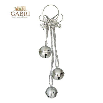 Dekorace závěsná - Rolnička stříbrná 60 cm, 1ks