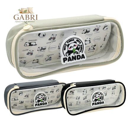 Pouzdro na psací potřeby Panda s chlopní a průhledným víkem, prázdné (mix barev)