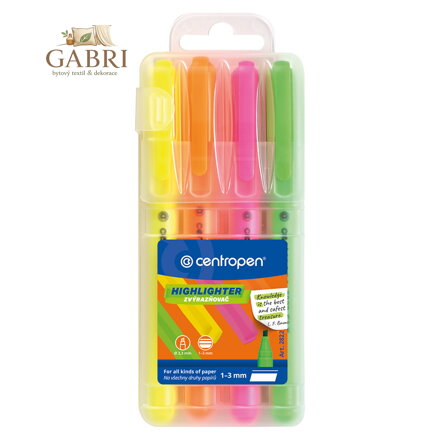 Zvýrazňovač CENTROPEN 2822 FAX sada 4