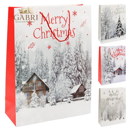 Dárková taška vánoční 2441 velikost L 30 x 12 x 42 cm (mix 4 vzorů)