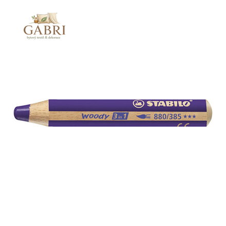 Pastelka STABILO woody 3 v 1 - barvička, vodovka, voskovka - fialová