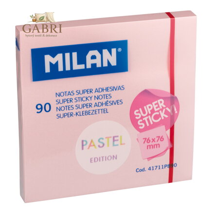 Blok lep MILAN Pastel 76 x 76 mm 90 l., růžové