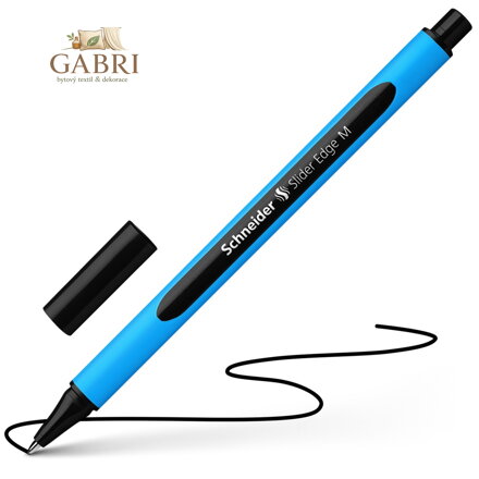 Guľôkové pero, 0,5 mm, s uzávěrem, Schneider "Slider Edge M", černé