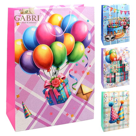 Dárková taška k narozeninám 7206 velikost XL 40 x 15 x 55 cm (mix 4 vzorů)