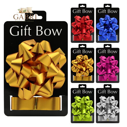 Rozeta 120 mm + stuha 25 mm x 3 m (mix 6 metalických barev) na blistru