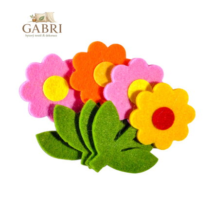 Dekorační plstěné květiny mix barev 4 ks