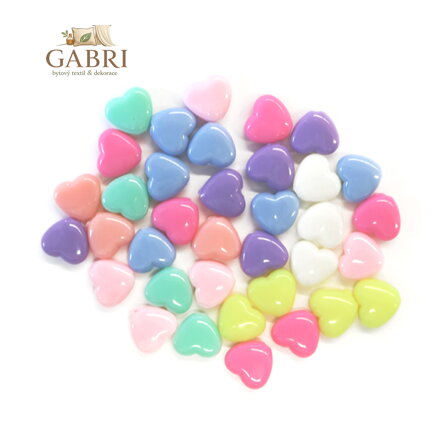 Dekorační korálky srdíčka mix barev 15 g