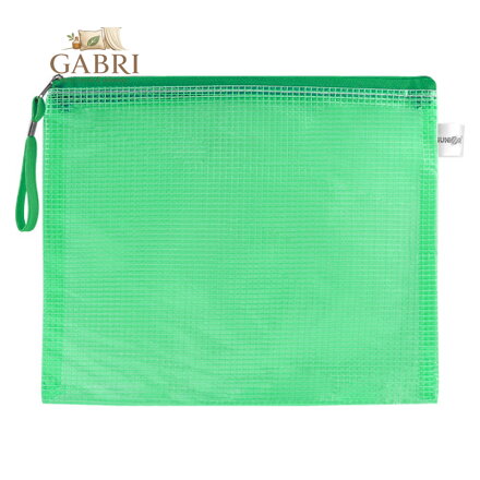 Síťovaná obálka se zipem PVC / A4, zelená