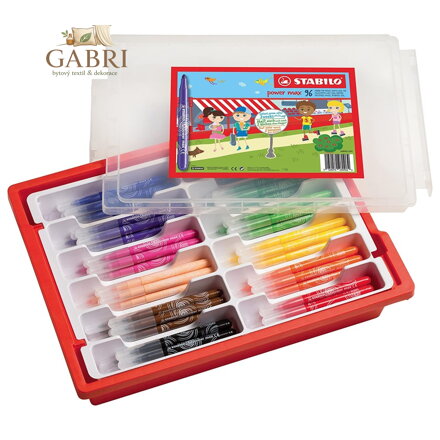 Vláknový fix STABILO power max 96 ks box - 12 různých barev