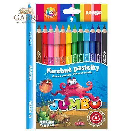 Pastelky JUNIOR Ocean World JUMBO trojhranné - sada 12 ks