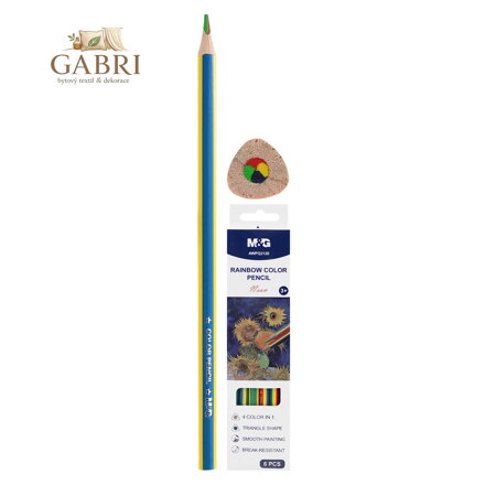 Pastelka vícebarevná M&G Rainbow - Neon, 4 barvy v 1 (balení 6ks)