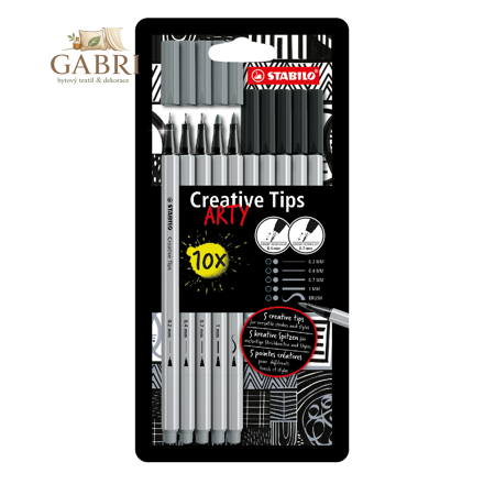 Kreativní set STABILO Creative Tips 10 ks sada - černá, středně šedá