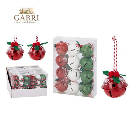 Vánoční ozdoby - rolničky 4 cm /3 barvy, sada 12 kusů