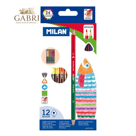 Pastelky MILAN dvoubarevné trojhranné 12ks