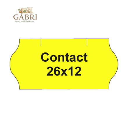 Etikety cen. CONTACT 26x12 oblé - 1500 etiket/kotouček, žluté