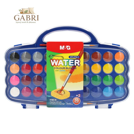 Barvy vodové 38 barev (23 mm) + paletka a štětec