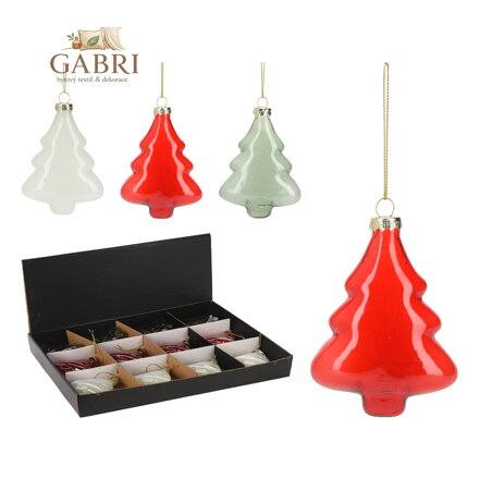 Vánoční skleněná ozdoba stromek 9,5 cm - 3 barevná provedení