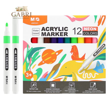 Popisovač akrylový M&G Neon - sada 12 ks