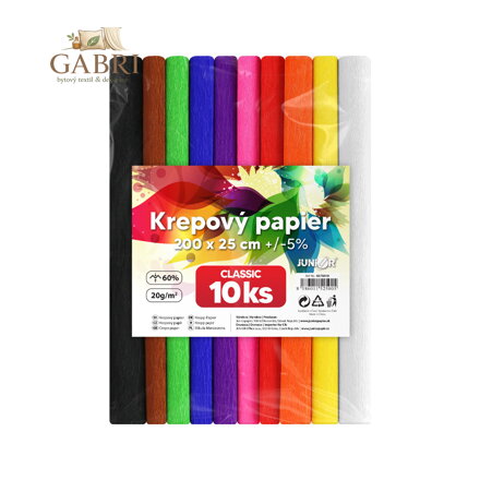 Krepový papír JUNIOR 200x25 cm CLASSIC (sada 10 ks)