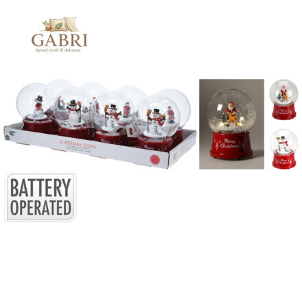 Sněhová koule s vánoční scénou a LED osvětlením, 12 cm (mix 2 variant)