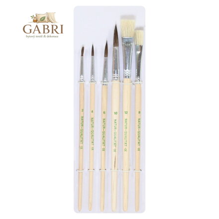 Štětec sada FOSKA 6 ks, kul. + ploché (2,4,6,10; 8,12) / natur