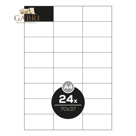 Etikety Top Stick A4/100 ks, 70x37 mm - 24 etiket, bílé