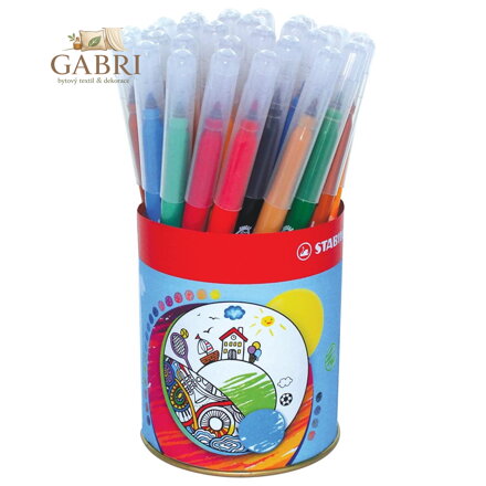 Vláknový fix STABILO Trio A-Z - 36 ks plechová dóza - 13 různých barev