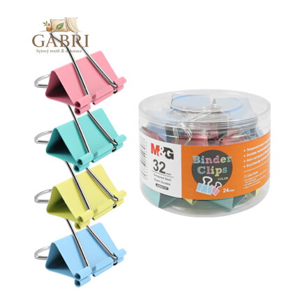 Klip Binder M&G - barevný (32 mm), 24 ks