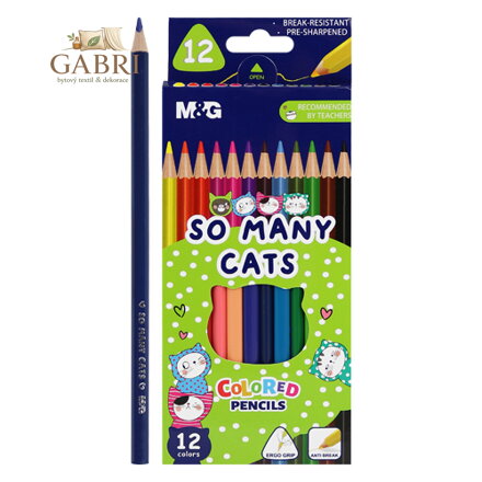 Pastelky trojhranné M & G So Many Cats, sada 12 ks