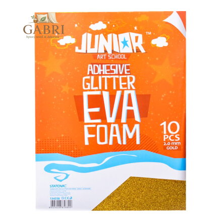 Dekorační pěna A4 EVA 10 ks zlatá samolepicí glitter 2,0 mm