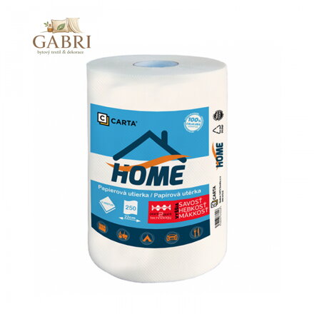 Papírové utěrky CARTA Home 2 vrstvy, návin 55 m, 250 útržků, výška 22,9 cm
