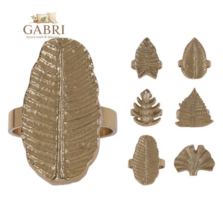 Dekorační obroučky na ubrousky - List zlatý 40 mm, mix / 1ks