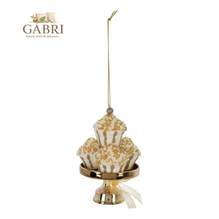 Dekorace - mufiny na podnosu zlaté barvy 12 cm