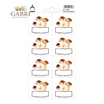 Hříbky "Natural product" - 8 voděodolných etiket