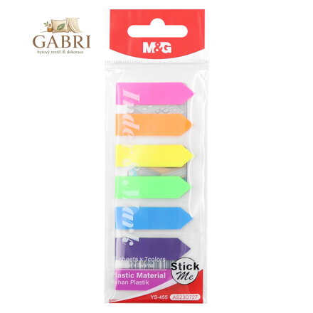 Záložka lepící 44x12 mm PVC (7 barev x 25 záložek)