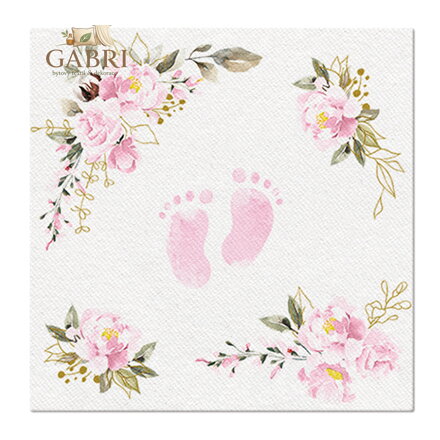 Ubrousky PAW AIRLAID 40x40 cm Baby Feet light pink