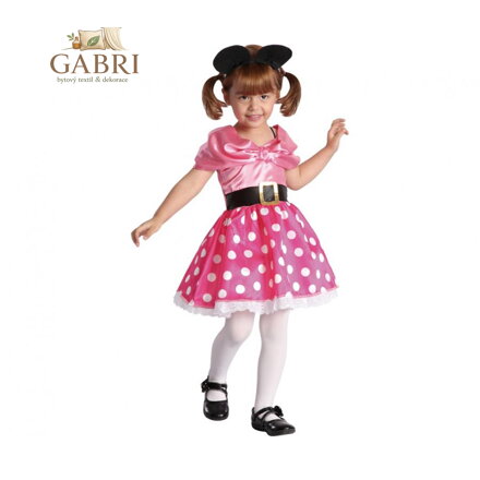 Dětský kostým Růžová Myška (šaty a čelenka), velikost 92/104 cm