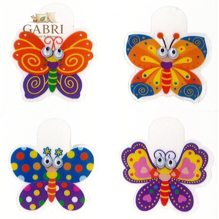 Nálepky PVC (Memo clips) CPE 303 A-D - Motýli s pohyblivýma očima