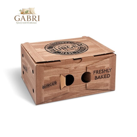 Burger box (mikrovlnitá lepenka) 2dielny kraft s potlačou 210 x 160 x 100 mm [100 ks]