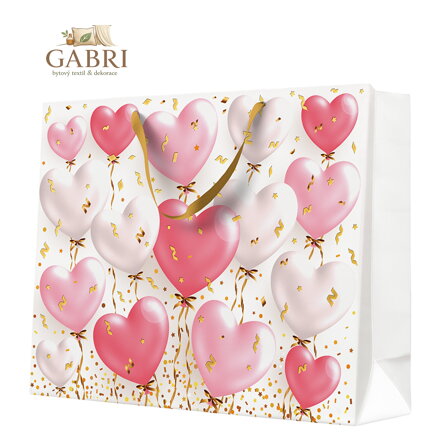 Dárková taška horizontal 54x44x16 cm Heart Baloons Rose