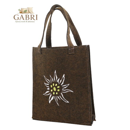 Dárková pevná taška - celoroční 22x25x6 cm z filcu, hnědá