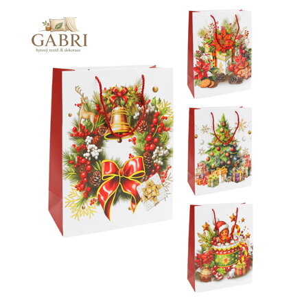 Dárková taška vánoční 99170 velikost S 18 x 8,5 x 24 cm (mix 4 vzorů)