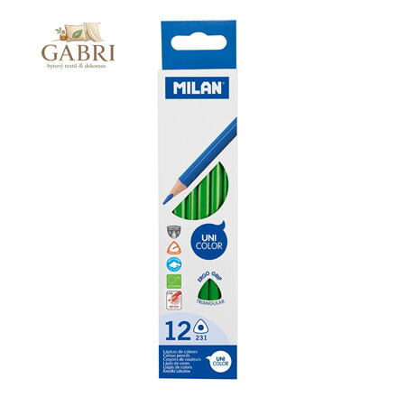 Pastelky MILAN Ergo Grip trojhranné, Dark Green